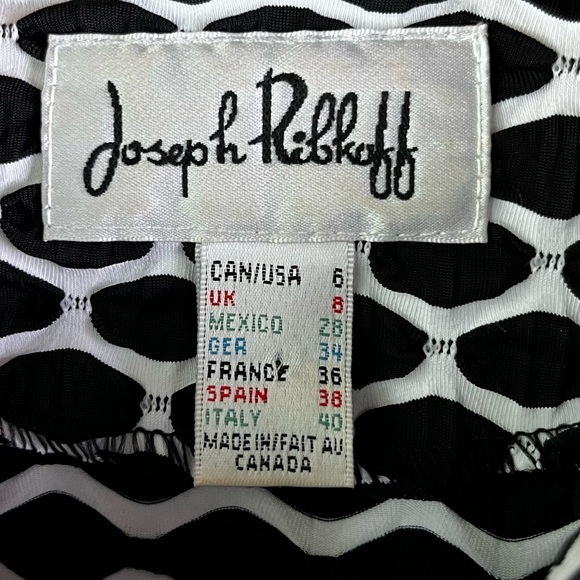 Joseph Ribkoff Swing Jacket Womens 6 Asymmetric Geometric Black White Textured - Picture 9 of 16